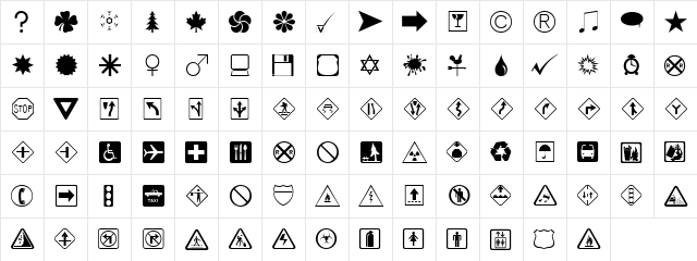 DingDongs Signs o' the Times  glyph index