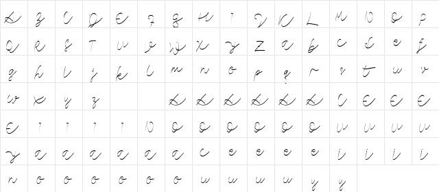 Lorieta DEMO Regular  glyph index