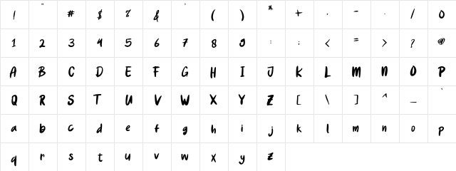 Hellokids Regular  glyph index