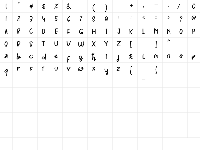 Fresh Onion Regular  glyph index