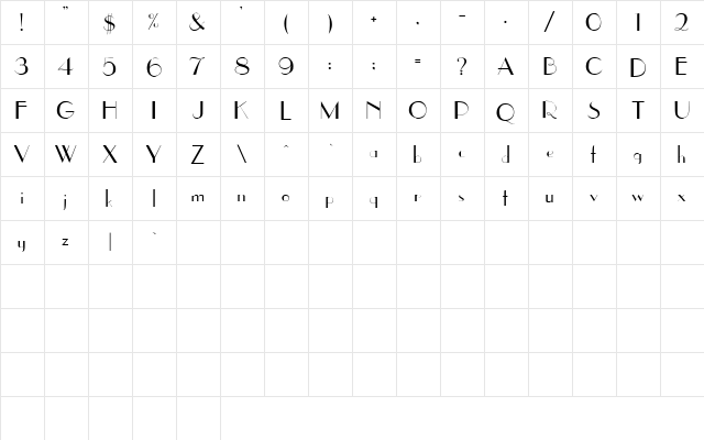 65 Regular  glyph index