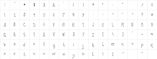 AM Pretty Girl Regular  glyph index
