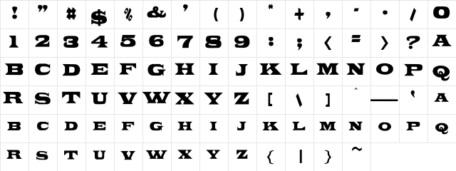 PonchoVia Cn Regular  glyph index
