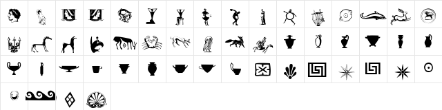 AcropolisExtras Roman  glyph index