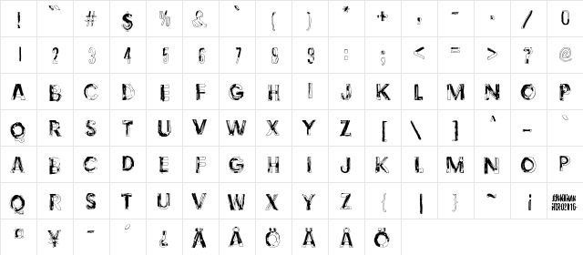 Torture, Light Regular  glyph index