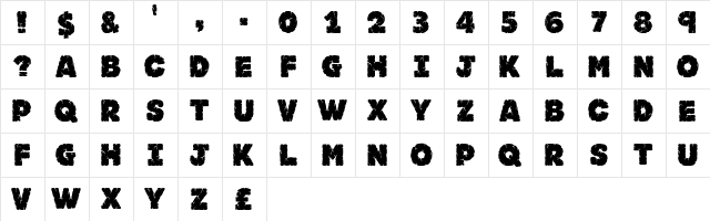 JFRockSolid Regular  glyph index