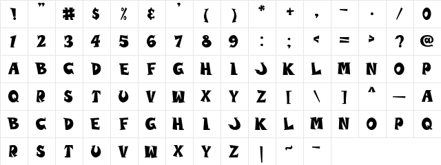 WOLVINS Bold  glyph index
