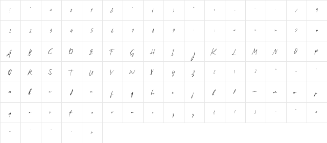 Morning Glow Demo Version Regular  glyph index