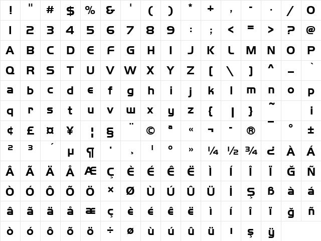 00321 Regular  glyph index