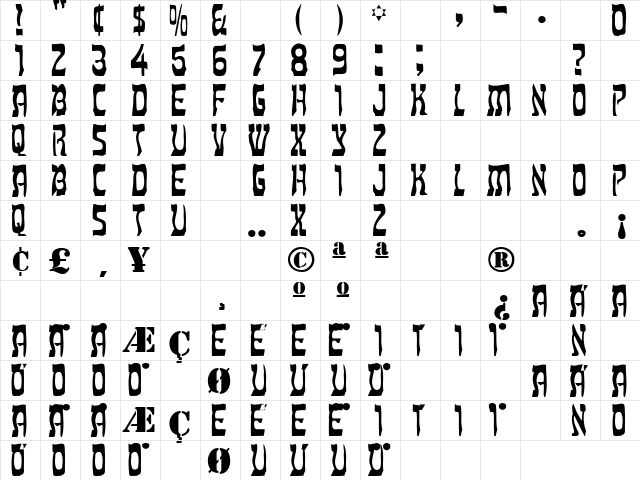 Other Side 2 Regular  glyph index