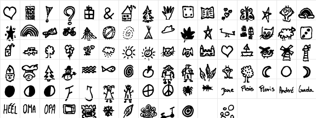 Dingies Regular  glyph index