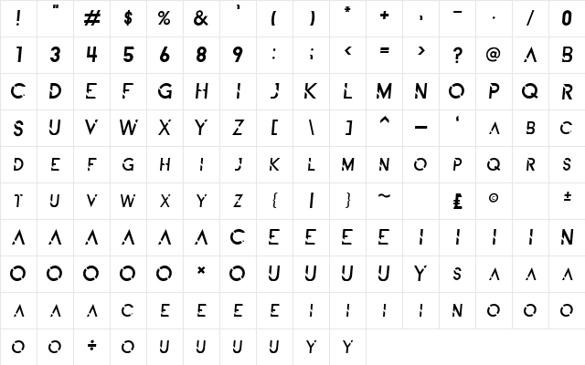 ALDITH Italic  glyph index