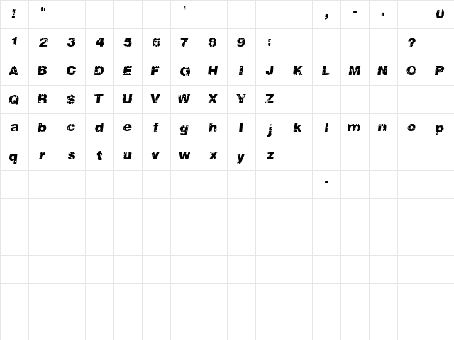 106 Beats That Regular  glyph index