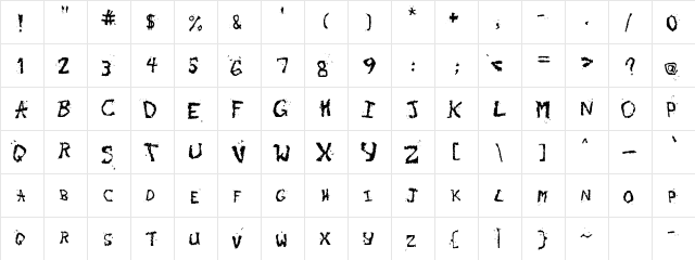 Phoenix Grunge Regular  glyph index