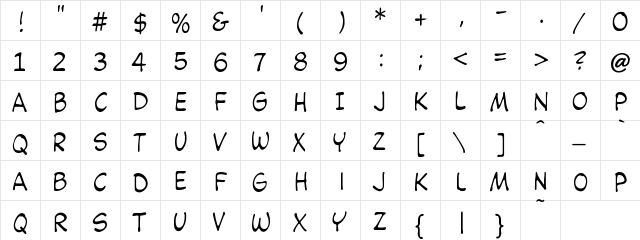 PeanutsA1 Regular  glyph index