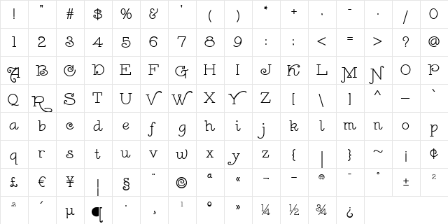 Leokadia Deco Regular  glyph index