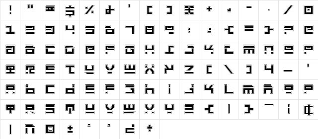 Rocket Type Pro Pro  glyph index