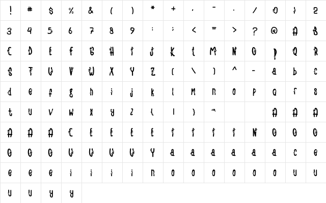 September Rain Regular  glyph index