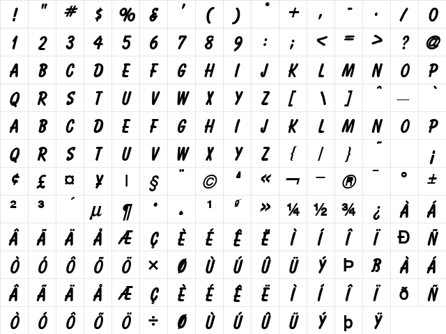 Bassett H Normal  glyph index
