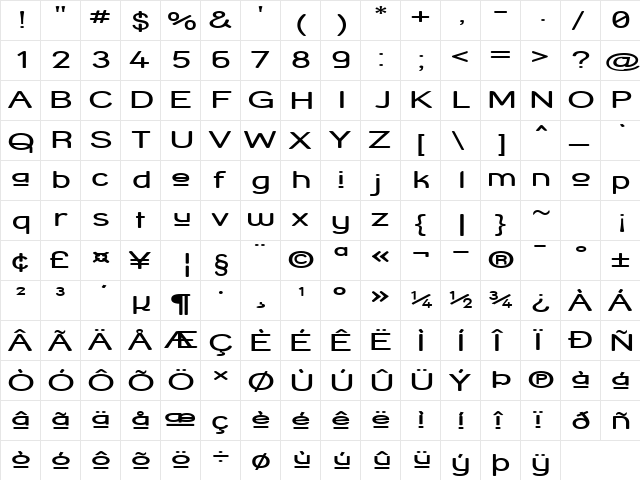 Street Corner Upper Extend Regular  glyph index