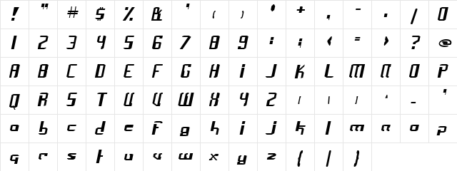Frak Normal  glyph index