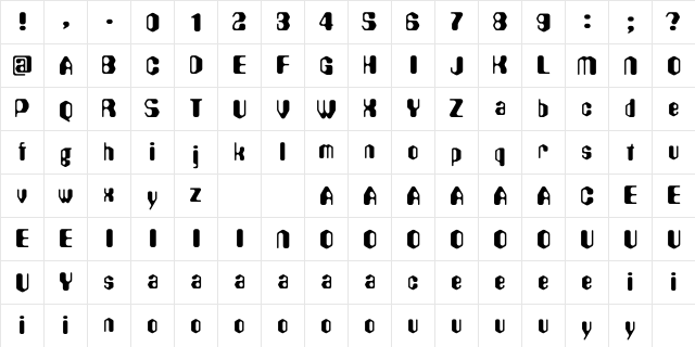 Hexadecimal Regular  glyph index