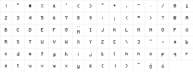 Minecraft PL Font Regular  glyph index