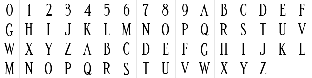 RemcoCondensedRoman XPDF Regular  glyph index