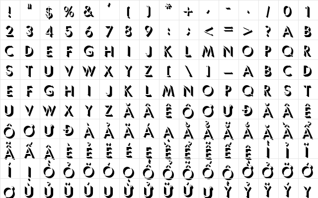 .Vn3DH Normal  glyph index