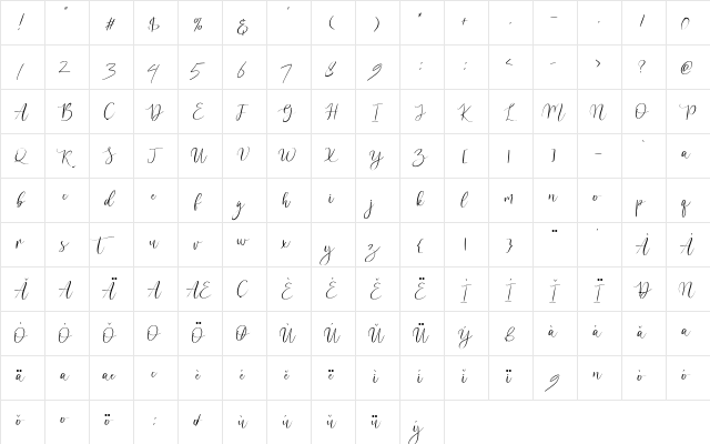 suttimmos Regular  glyph index