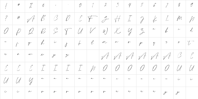 CollectionFree Regular  glyph index