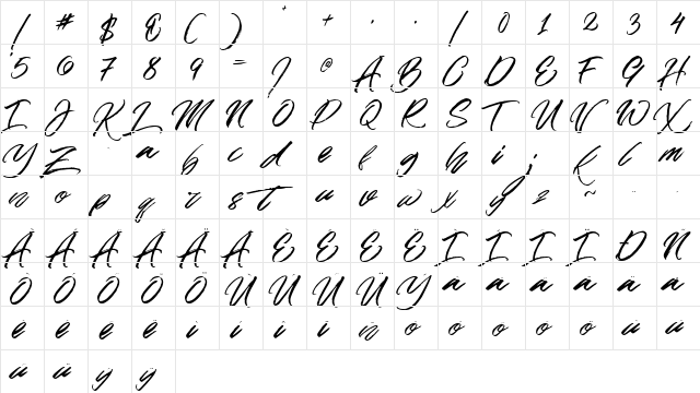 The Zains Regular  glyph index