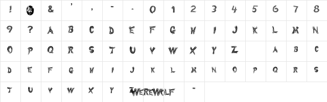 WereWolf Regular  glyph index