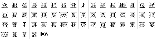 Ginger Initials Regular  glyph index