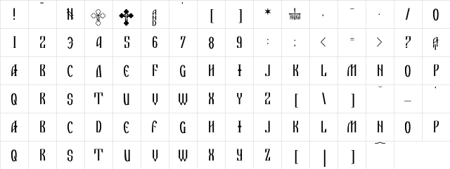 IkonWrite Normal  glyph index