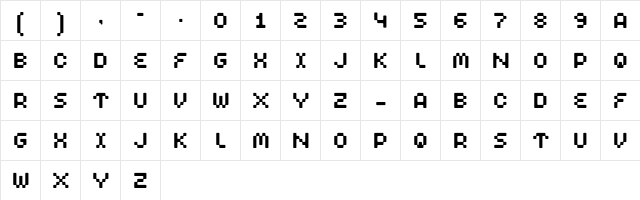 Clepto Regular  glyph index