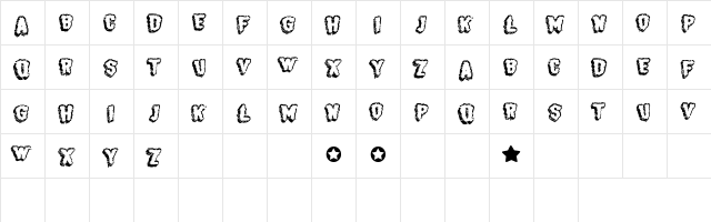 BJ SUGARCREEP Regular  glyph index