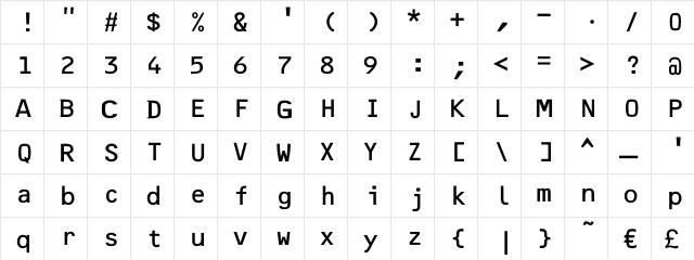 Dumfries OCR Regular  glyph index