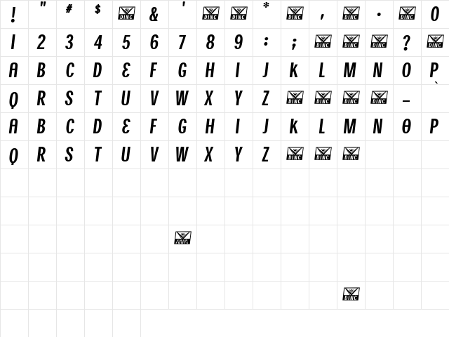 London Calling Regular  glyph index