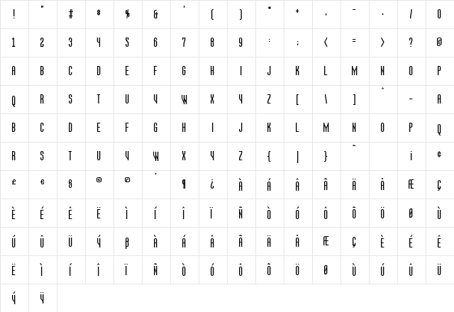 Laurel Regular  glyph index