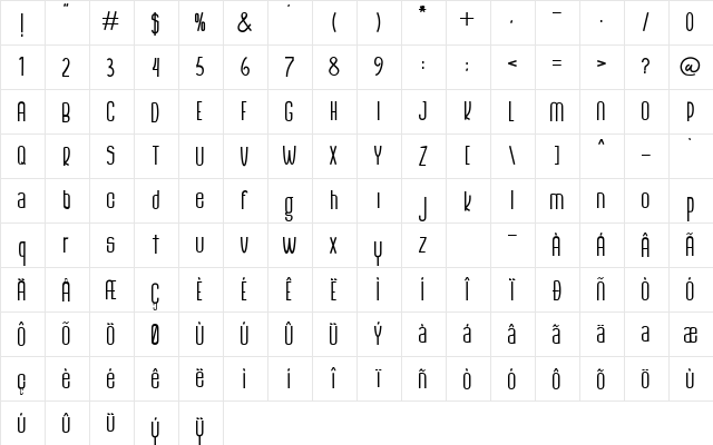 The Monthego Regular  glyph index