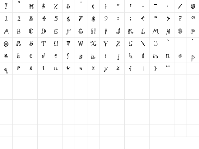 KF Carnival Regular  glyph index