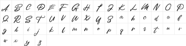 Duythy FREE Regular  glyph index
