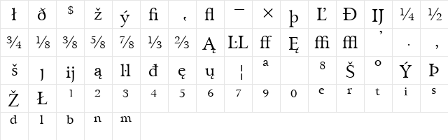 Arrus Ext BT Extension  glyph index