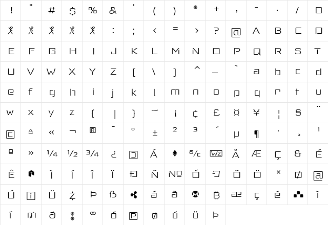 Red Thinker Light Regular  glyph index