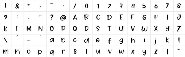 Goo Easter Regular  glyph index