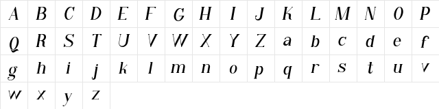 Qiba Serif Italic FREE Italic  glyph index