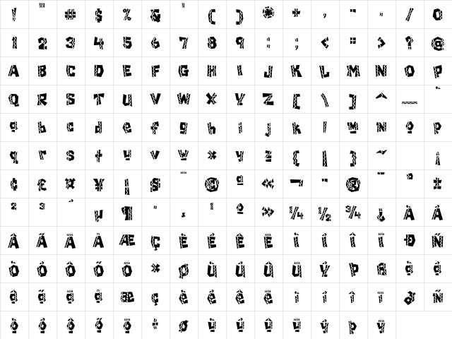 Chilada ICG Dos Regular  glyph index