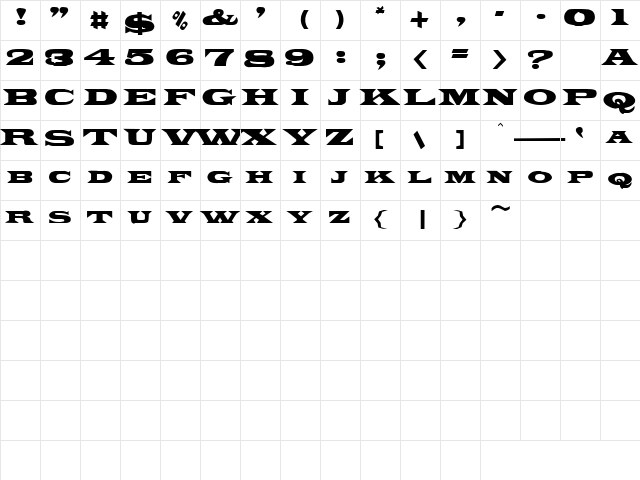 Genie 6 Regular  glyph index