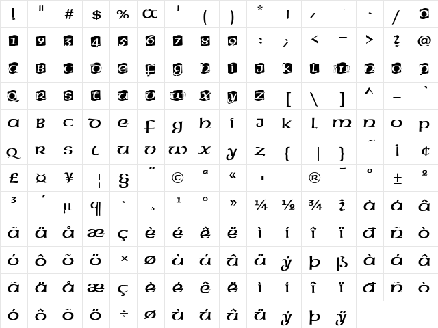 American Uncial Initials D Regular  glyph index
